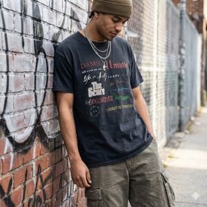Classic Hip Hop Rap Albums Graphic T-Shirt Size Large Faded Black Kendrick Lamar